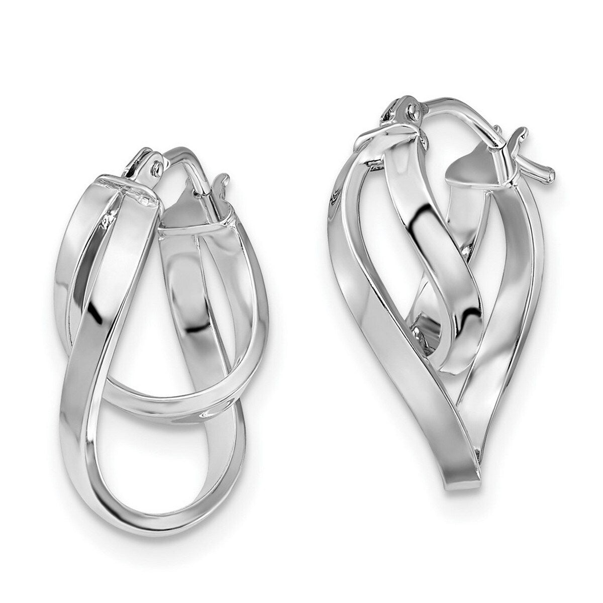 Curata 14k White Gold 17x7mm Polished Double Twist Oval Hoop Earrings