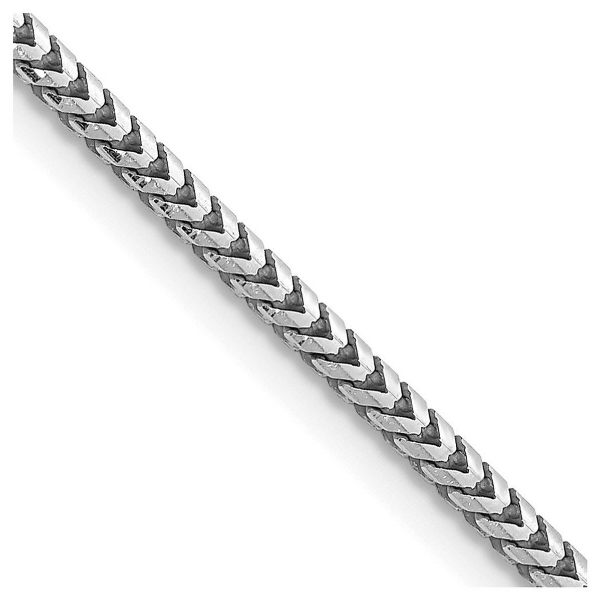 Curata 14k White Gold Solid 2.5mm Franco Chain Bracelet Lobster Claw