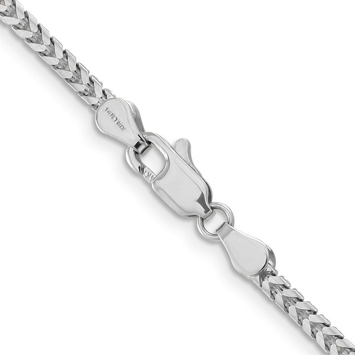 Curata 14k White Gold Solid 2.5mm Franco Chain Bracelet Lobster Claw