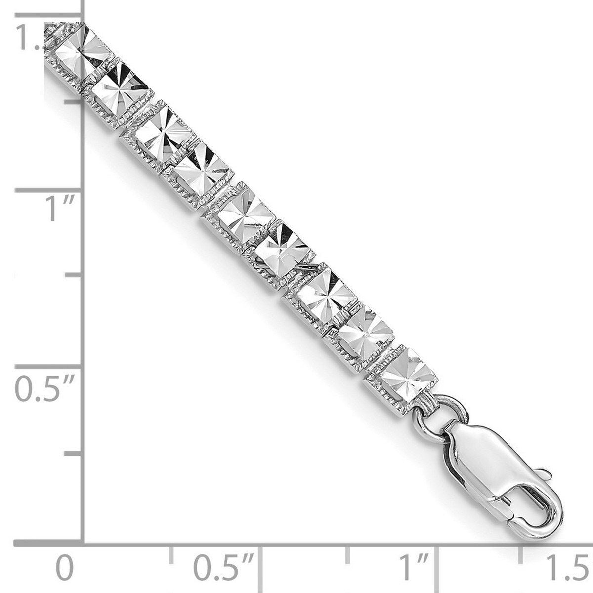 Curata 14k White Gold Sparkle Cut Bracelet 7.25 Inch