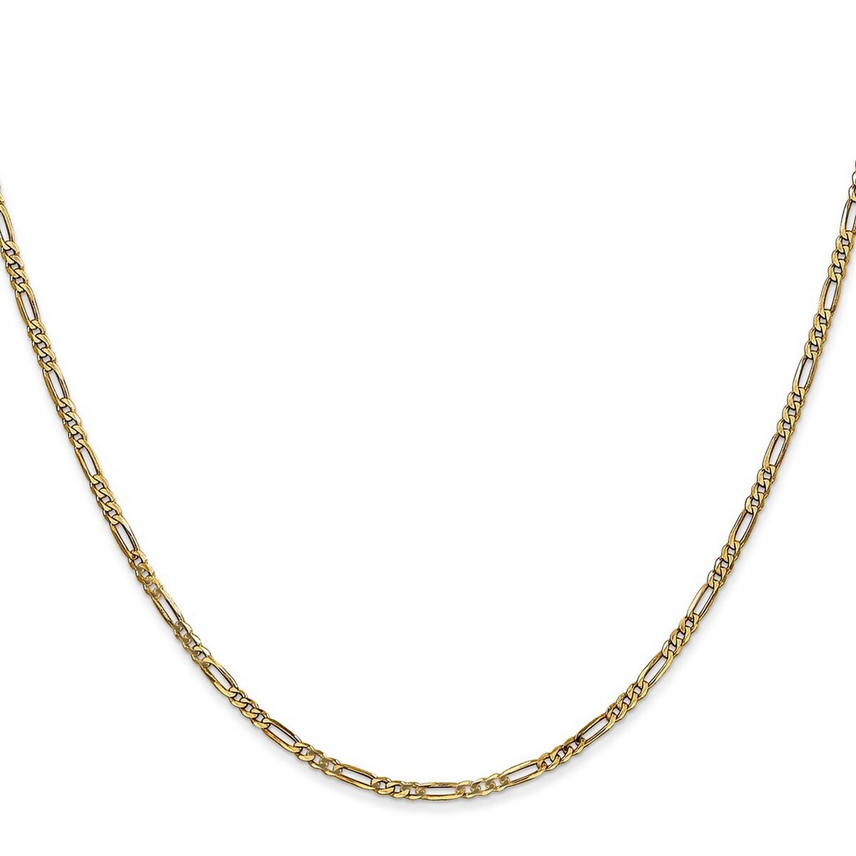 Curata 14k Yellow Gold 1.80mm Flat Figaro Chain Bracelet - 8 Inch
