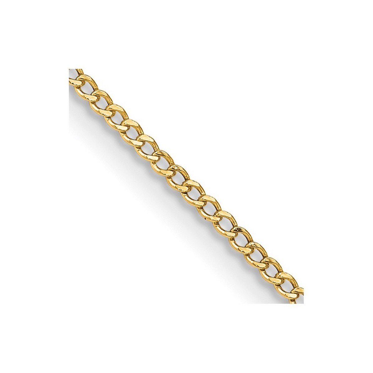 Curata 14k Yellow Gold 10" 1.85mm Semi solid Curb Link Chain Ankle Bracelet (Lobster-claw)