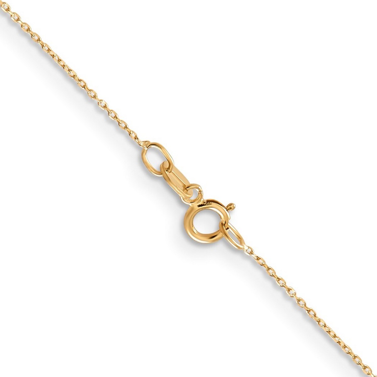 Curata 14k Yellow Gold 10" Solid 0.6mm Open Cable Chain Ankle Bracelet (Spring-ring)
