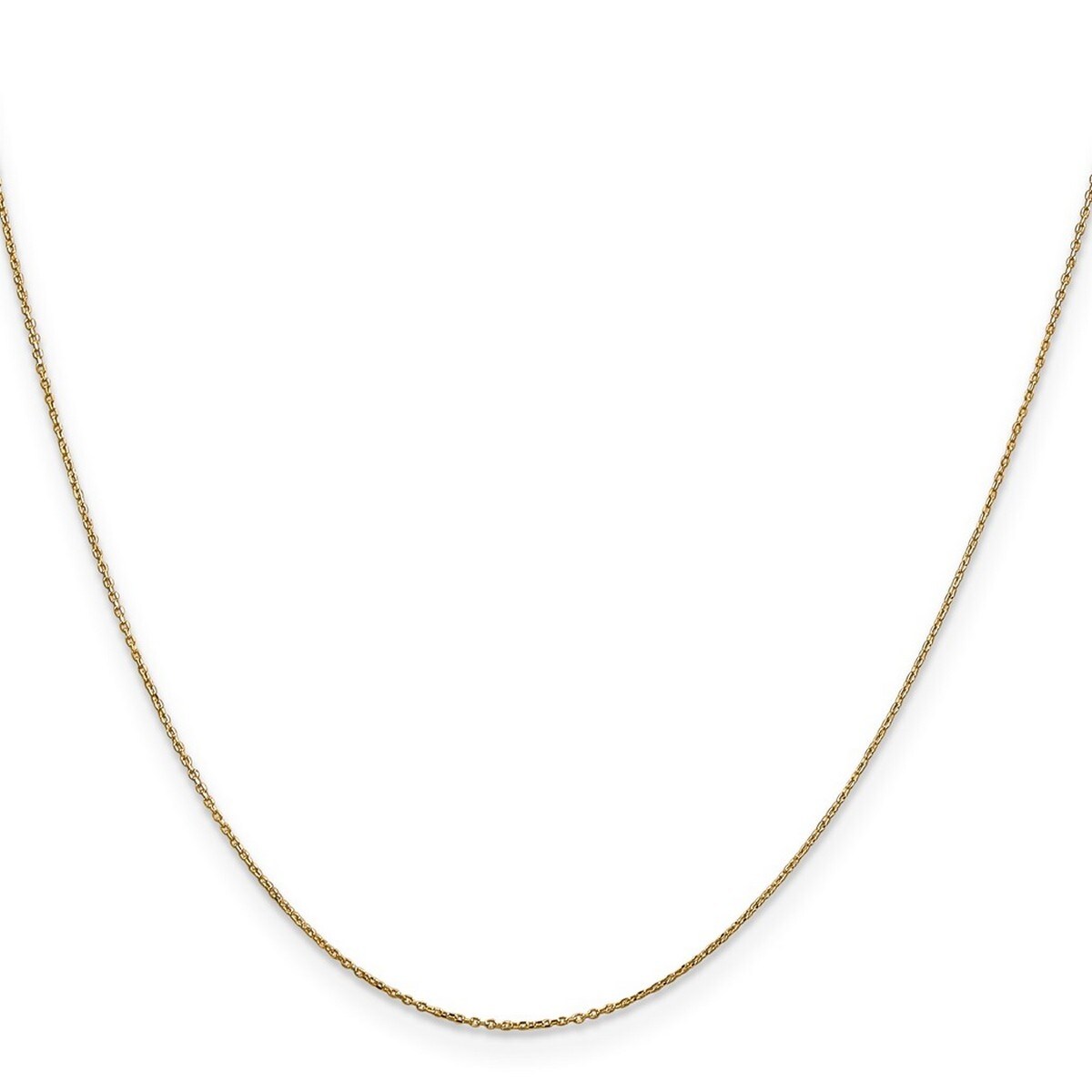 Curata 14k Yellow Gold 10" Solid 0.6mm Open Cable Chain Ankle Bracelet (Spring-ring)