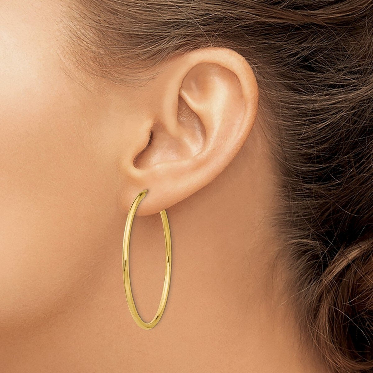 Curata 14k Yellow Gold 2x41mm Polished Endless Hoop Earrings