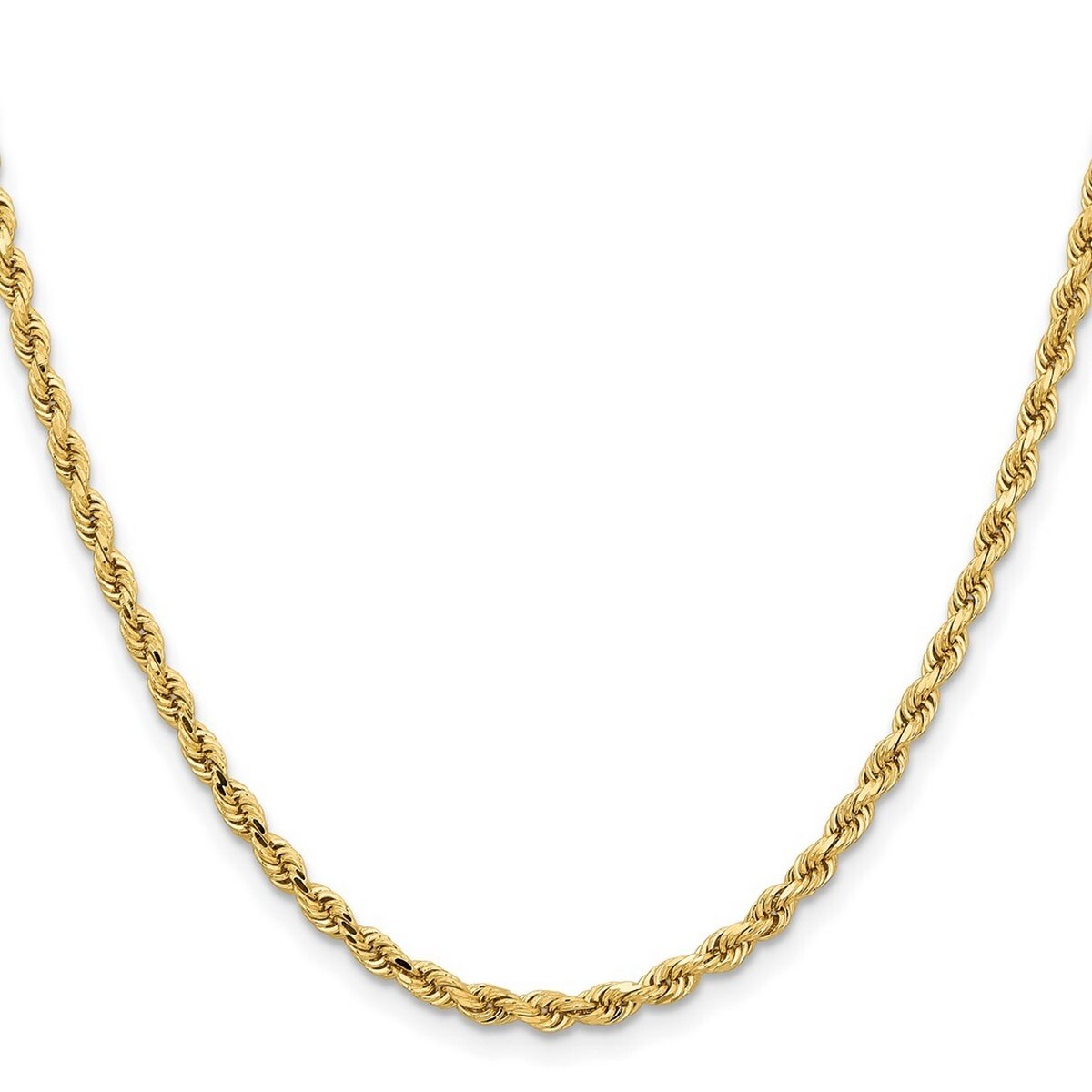 Curata 14k Yellow Gold 3.25mm Sparkle Cut Rope Chain Bracelet