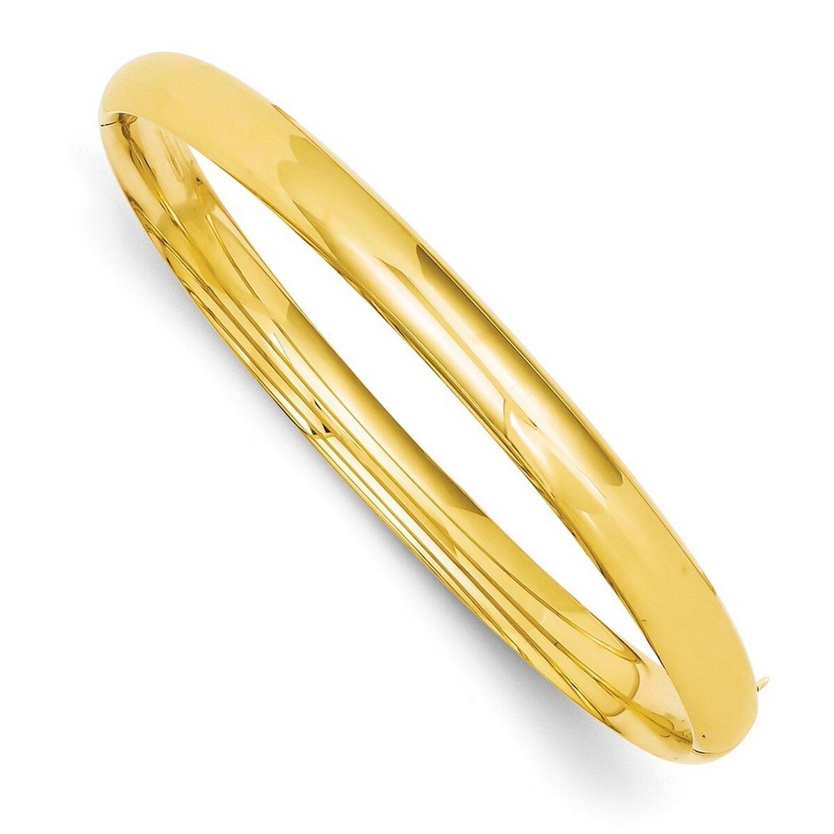 Curata 14k Yellow Gold 6mm Oversize High Polished Hinged Bangle Bracelet