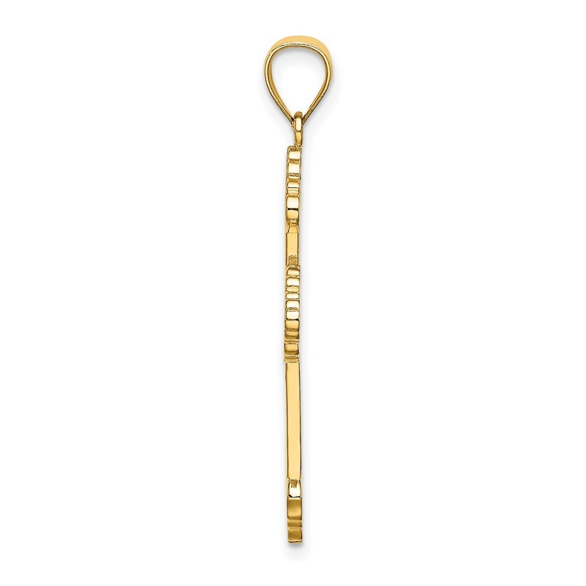 Curata 14k Yellow Gold Beaded Filigree Budded Cross Pendant Necklace 18mm x 29mm