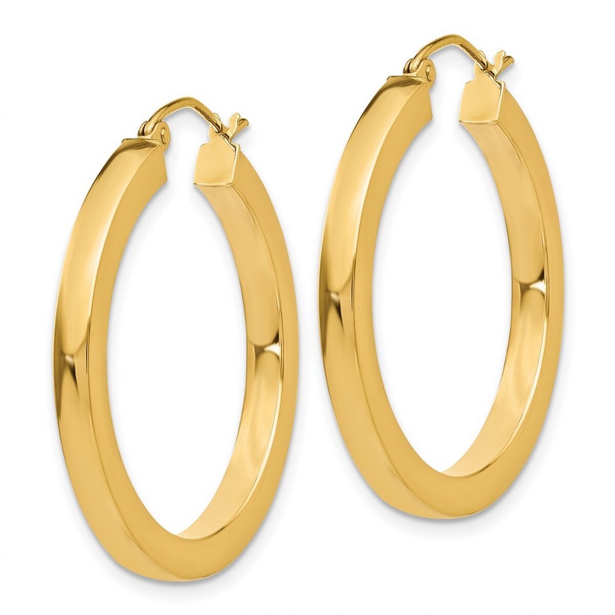 Curata 14k Yellow Gold 3x30mm Polished Square Hoop Earrings