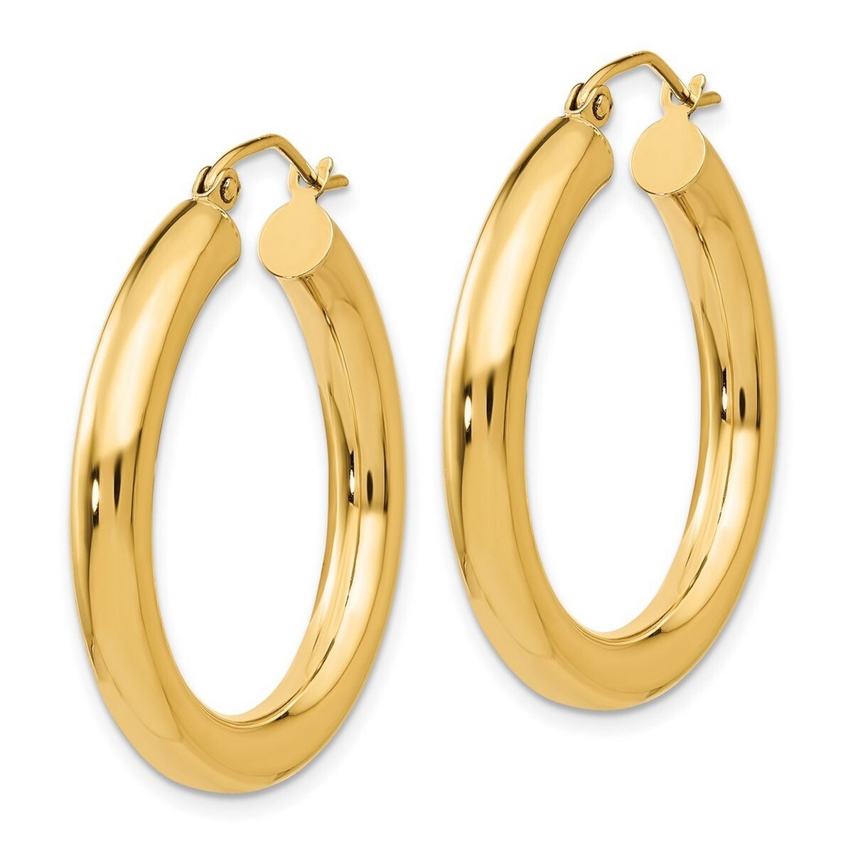 Curata 14k Yellow Gold Polished 4x30mm Round Hoop Earrings