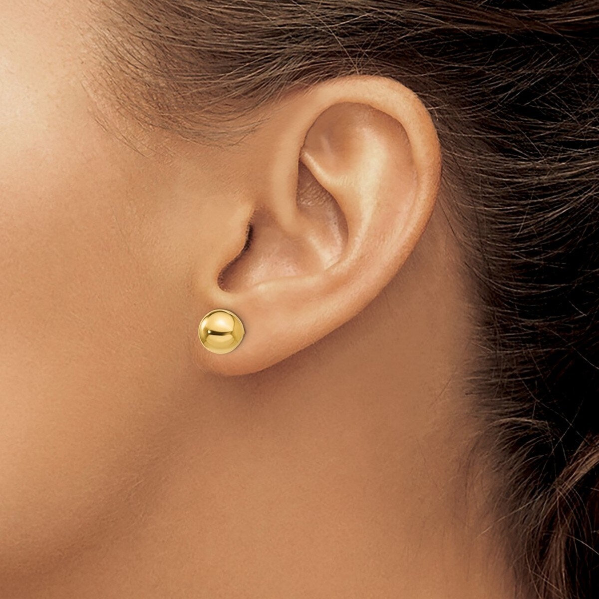 Curata 14k Yellow Gold Polished 8mm Ball Post Earrings