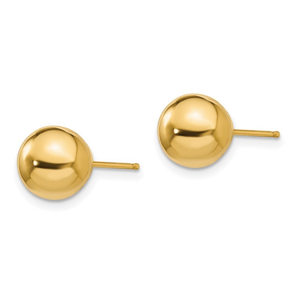 Curata 14k Yellow Gold Polished 8mm Ball Post Earrings