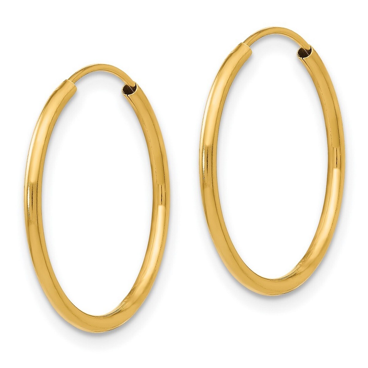 Curata 14k Yellow Gold Polished Endless Hoop Earrings 17x2mm