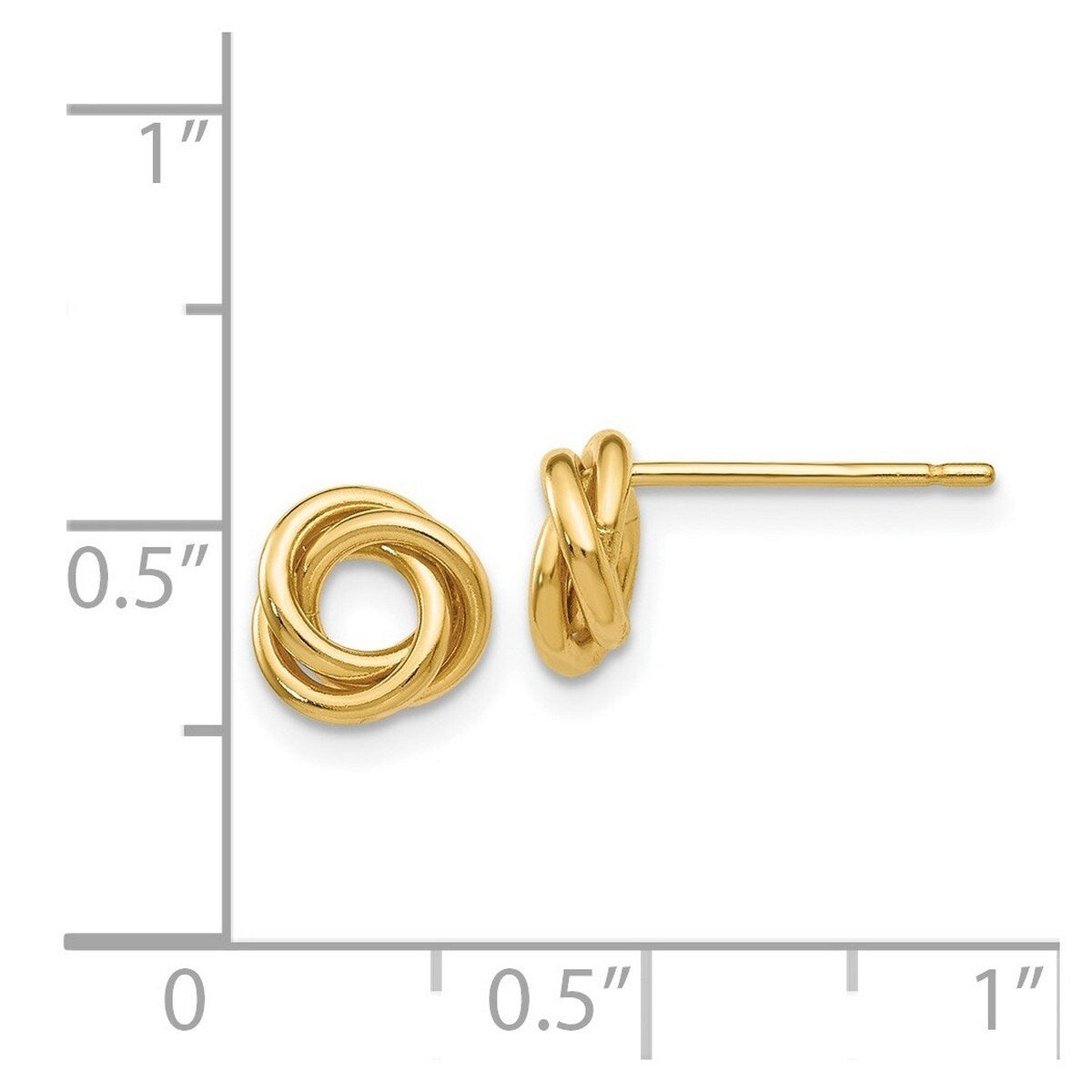 Curata 14k Yellow Gold Polished 8mm Open Love Knot Post Earrings