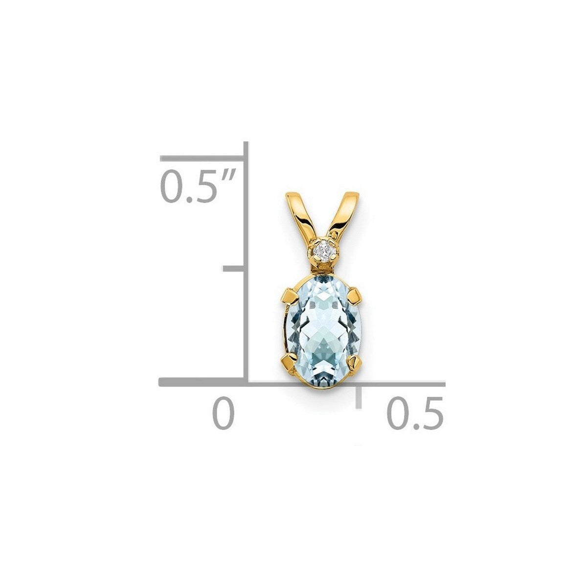 Curata 14k Yellow Gold Polished Diamond and Aquamarine Pendant Necklace Jewelry Gifts for Women