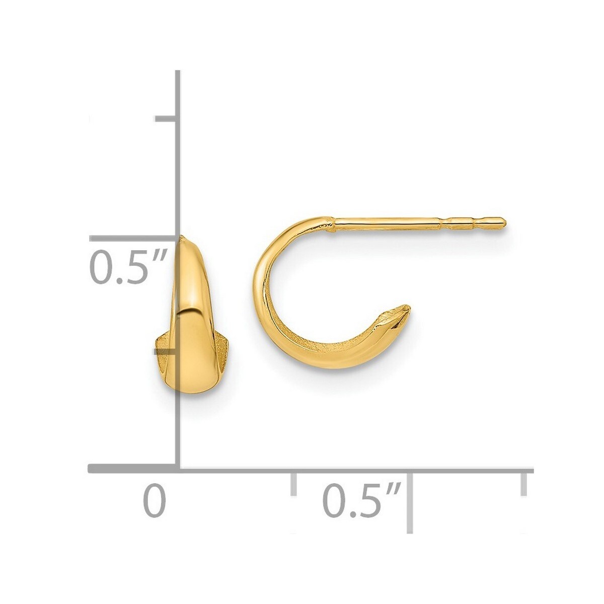 Curata 14k Yellow Gold Polished Hoop Post Earrings - 8.5x4mm