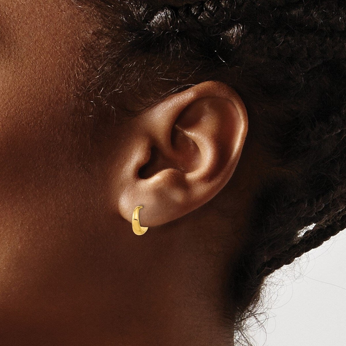 Curata 14k Yellow Gold Polished Hoop Post Earrings - 8.5x4mm