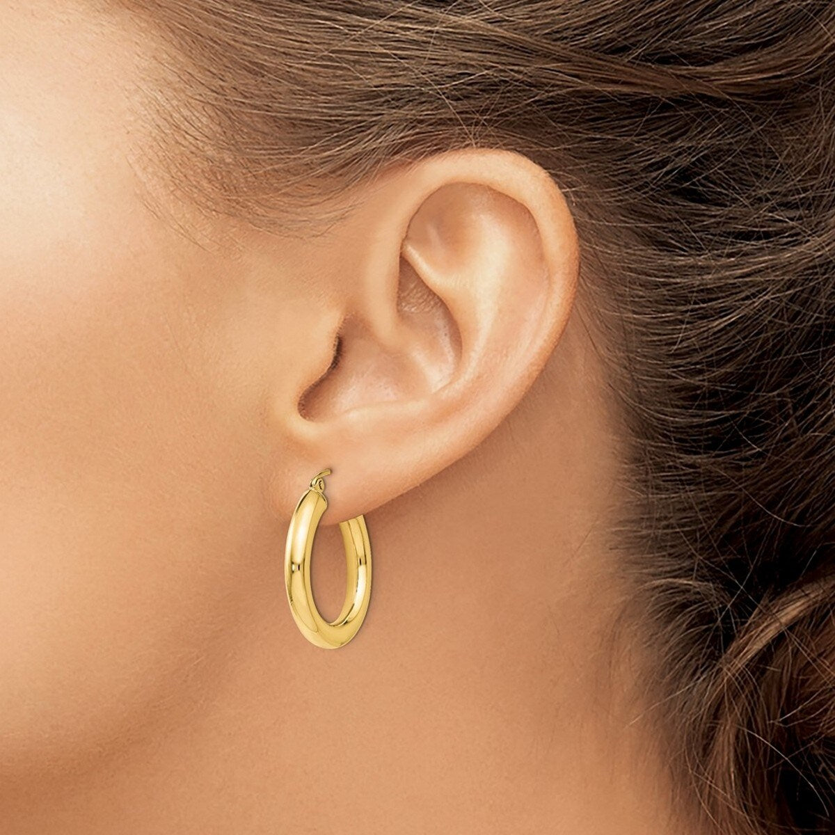 Curata 14k Yellow Gold Polished Lightweight 26x4mm Hoop Earrings