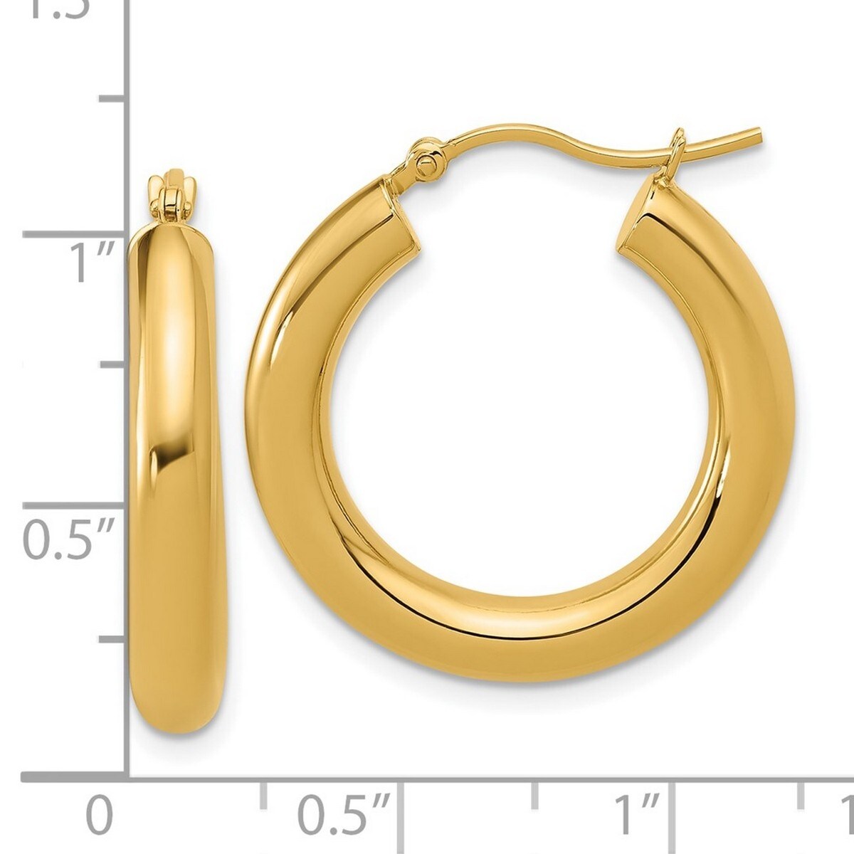 Curata 14k Yellow Gold Polished Lightweight 26x4mm Hoop Earrings