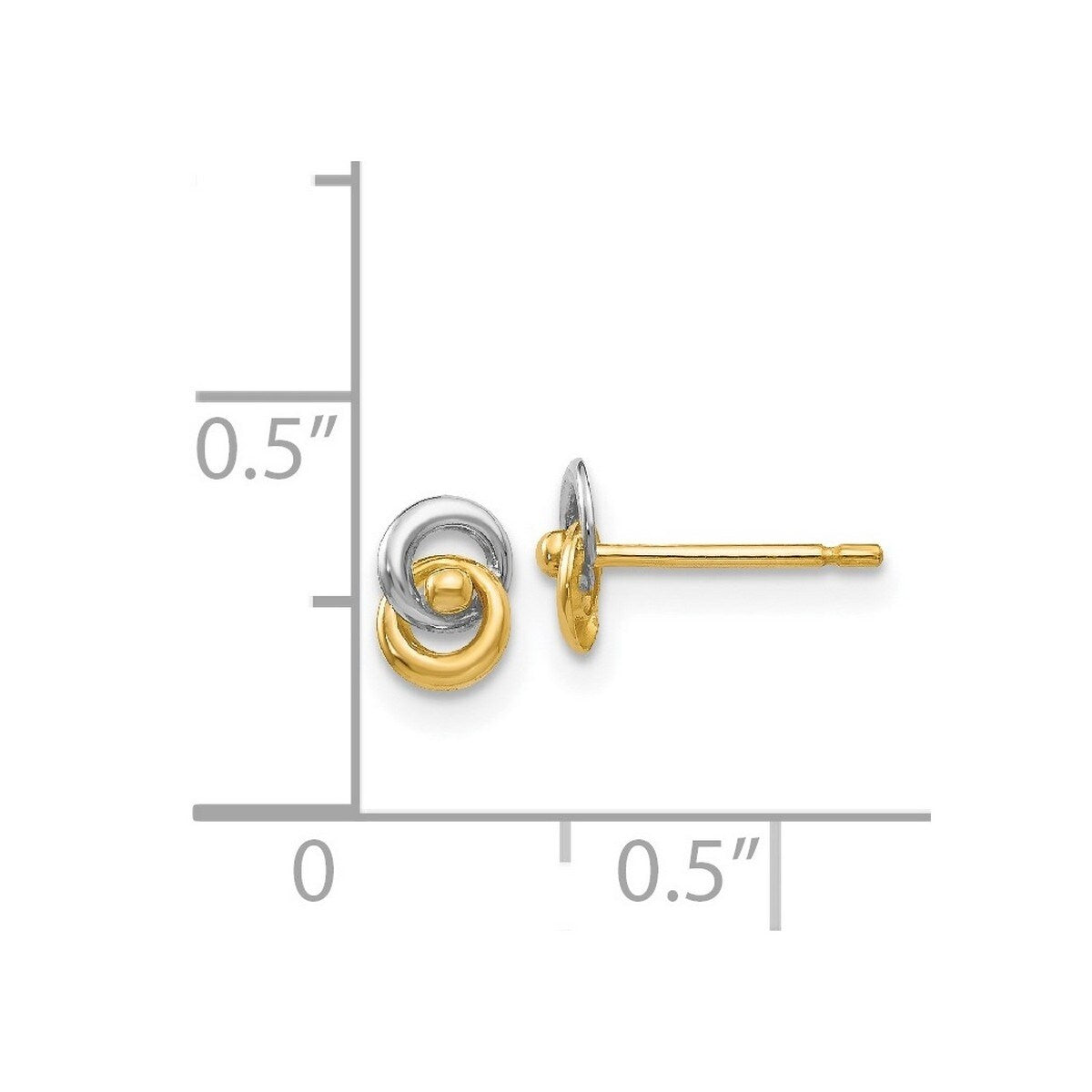 Curata 14k Yellow Gold Polished Love Knot Earrings - 5x6mm
