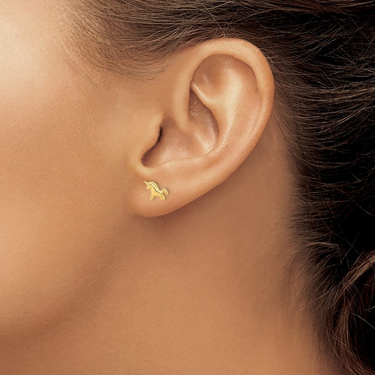 Curata 14k Yellow Gold Polished Unicorn Post Earrings - 6.5x8.5mm