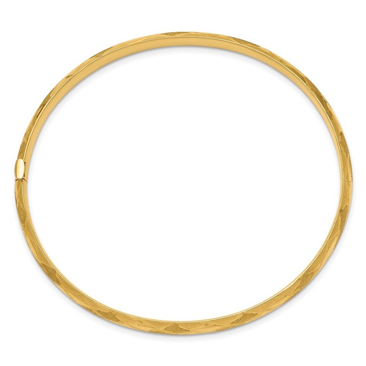 Curata 14k Yellow Gold Satin Hollow Polished Fold-over No safety bar 4.75mm Sparkle-Cut Fancy Hinged Bangle Bracelet