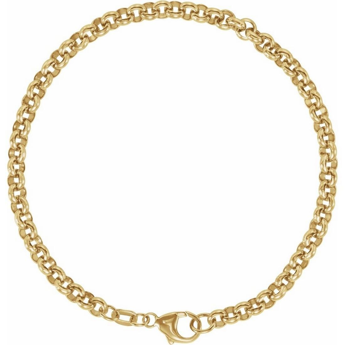 Curata 14k Yellow Gold Solid Rolo Bracelet 7 Inch