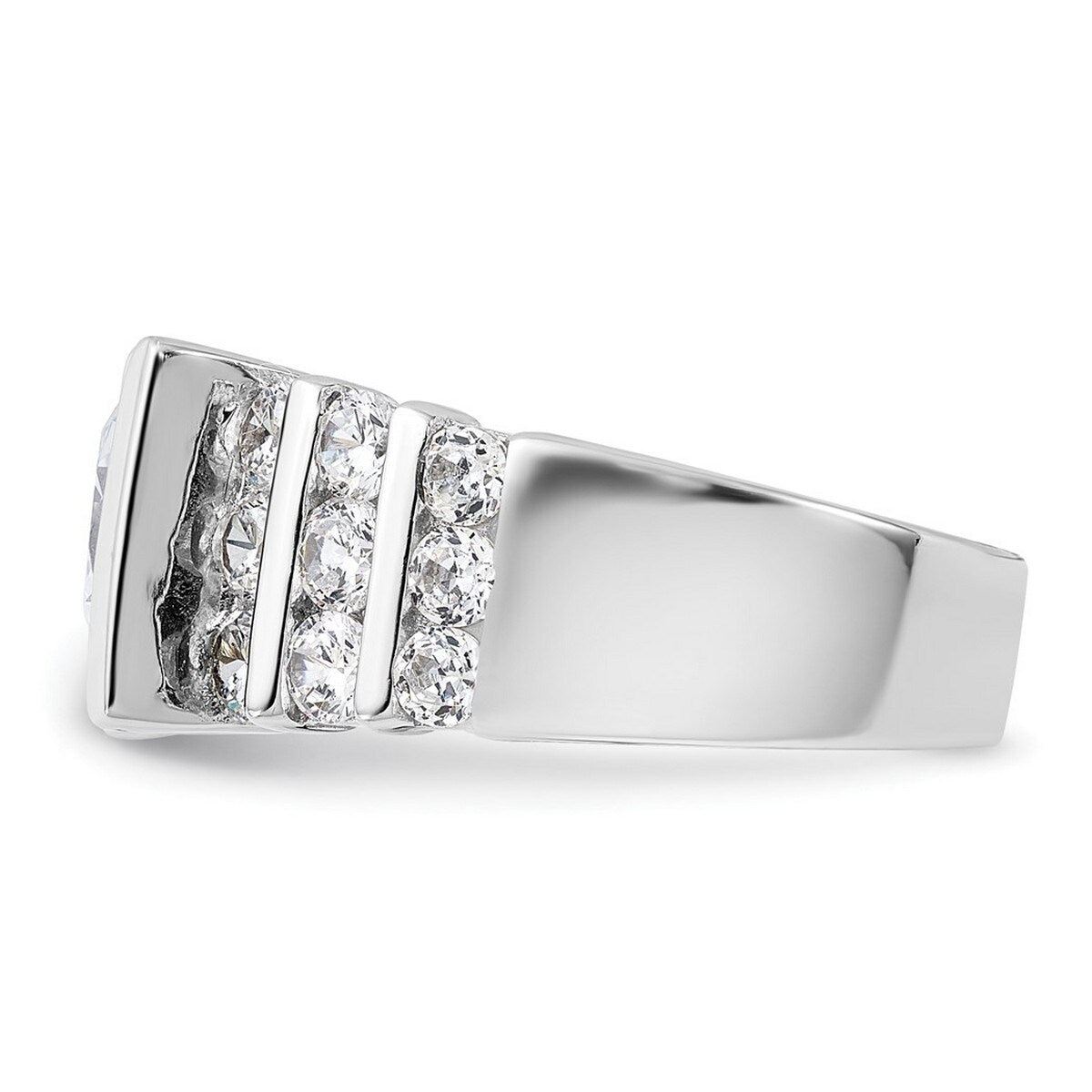 Curata 925 Sterling Silver Polished Open back CZ Cubic Zirconia Simulated Diamond Ring