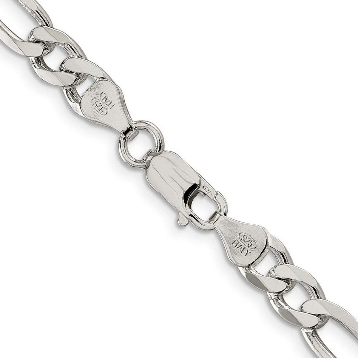 Curata 925 Sterling Silver Solid Polished 6.5mm Figaro Chain Anklet 9 Inch Lobster Claw