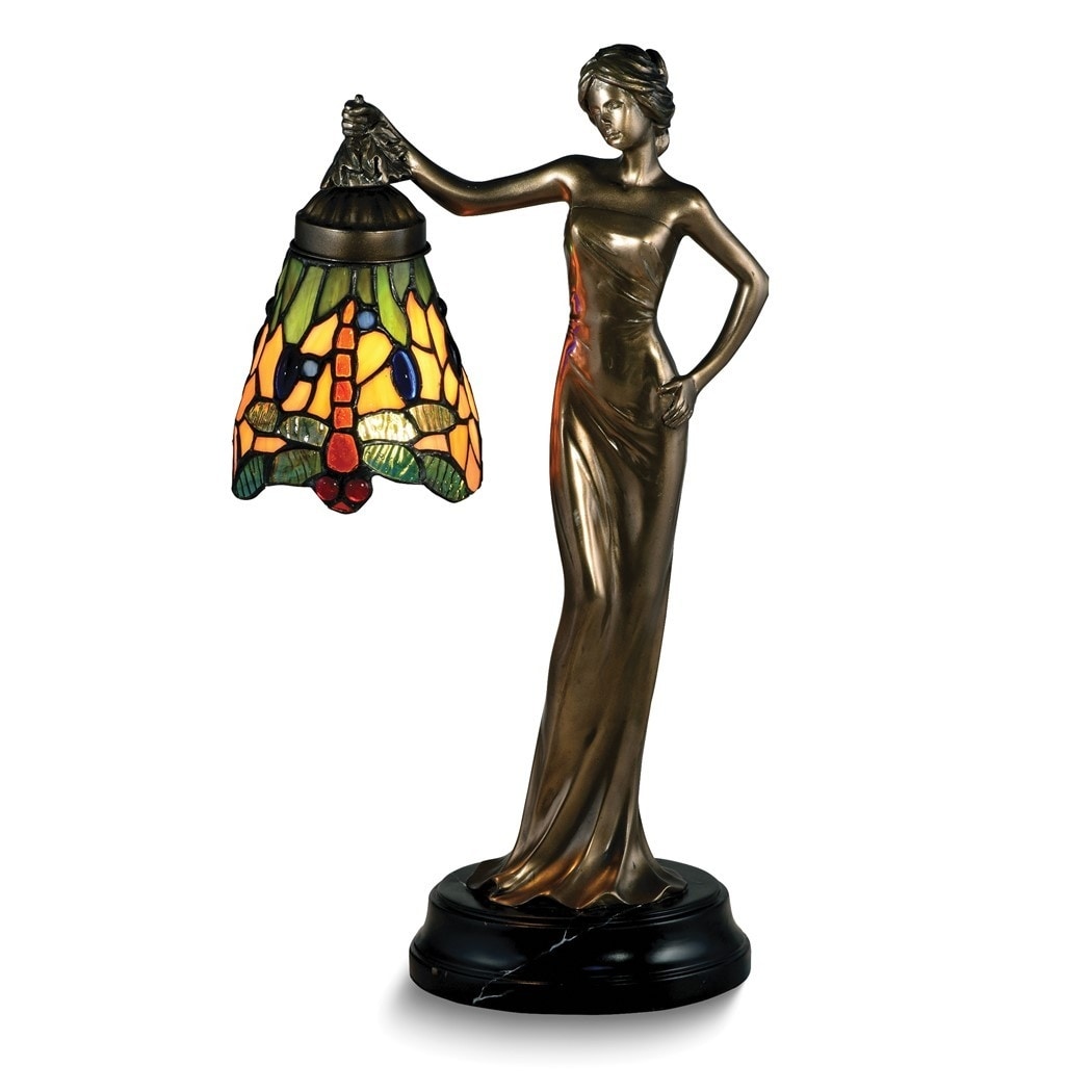 Curata Ariana Sculpture Stained Glass Desk or Table Lamp