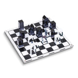Curata Black and White Acrylic Chess Set with Geometric Chessmen