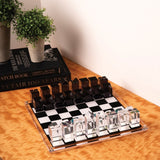 Curata Black and White Acrylic Chess Set with Geometric Chessmen