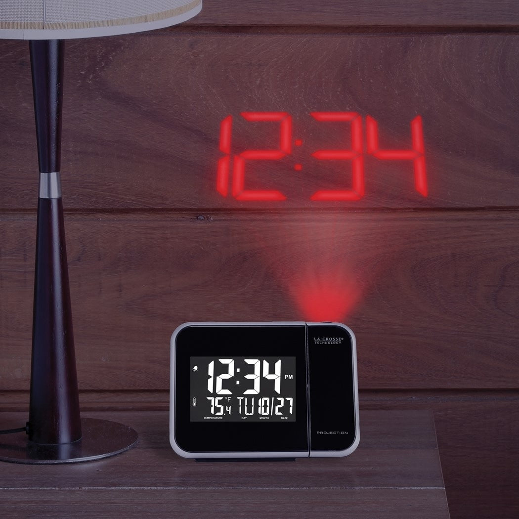 Curata Digital Adjustable Projection Alarm Clock with Calendar Indoor Temperature and Humidity