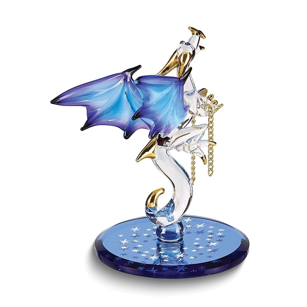 Curata Dragon with Stars Crystal Accented Handcrafted Glass Figurine
