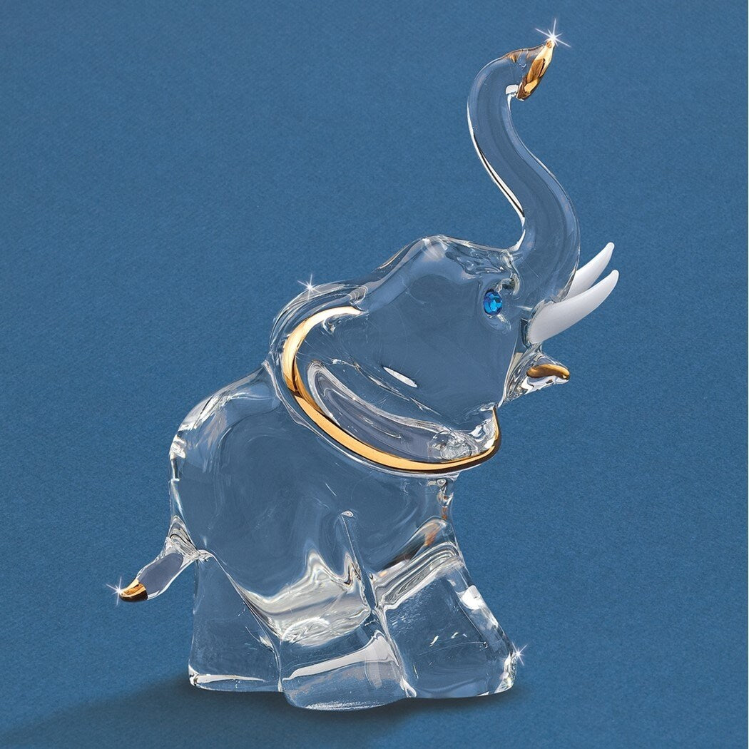 Curata Elephant Handcrafted Glass Figurine