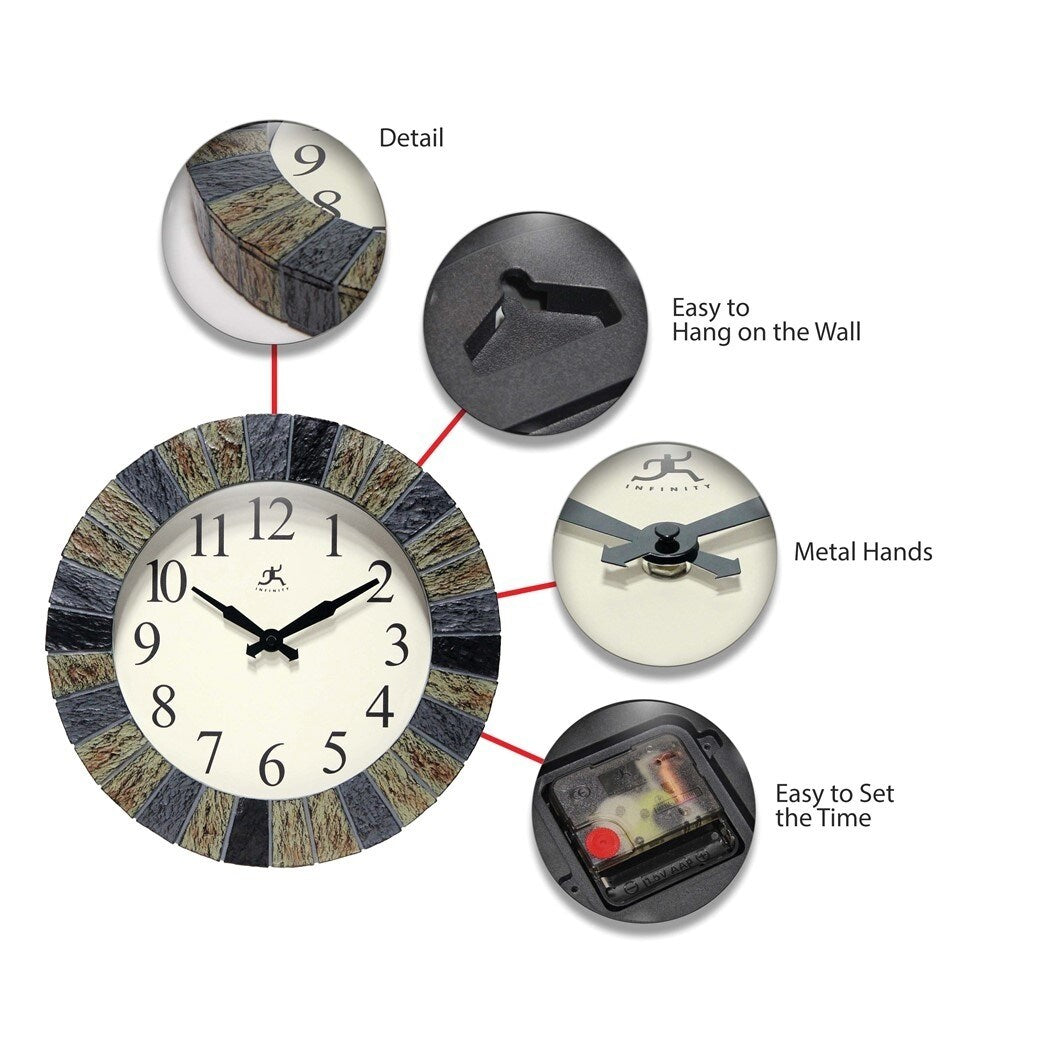 Curata Faux Slate Stone Indoor and Outdoor Wall Clock