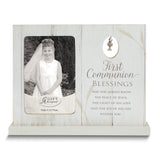 Curata First Communion Blessings Wooden Standing 4.5x2.5 Frame with Chalice Charm Boxed