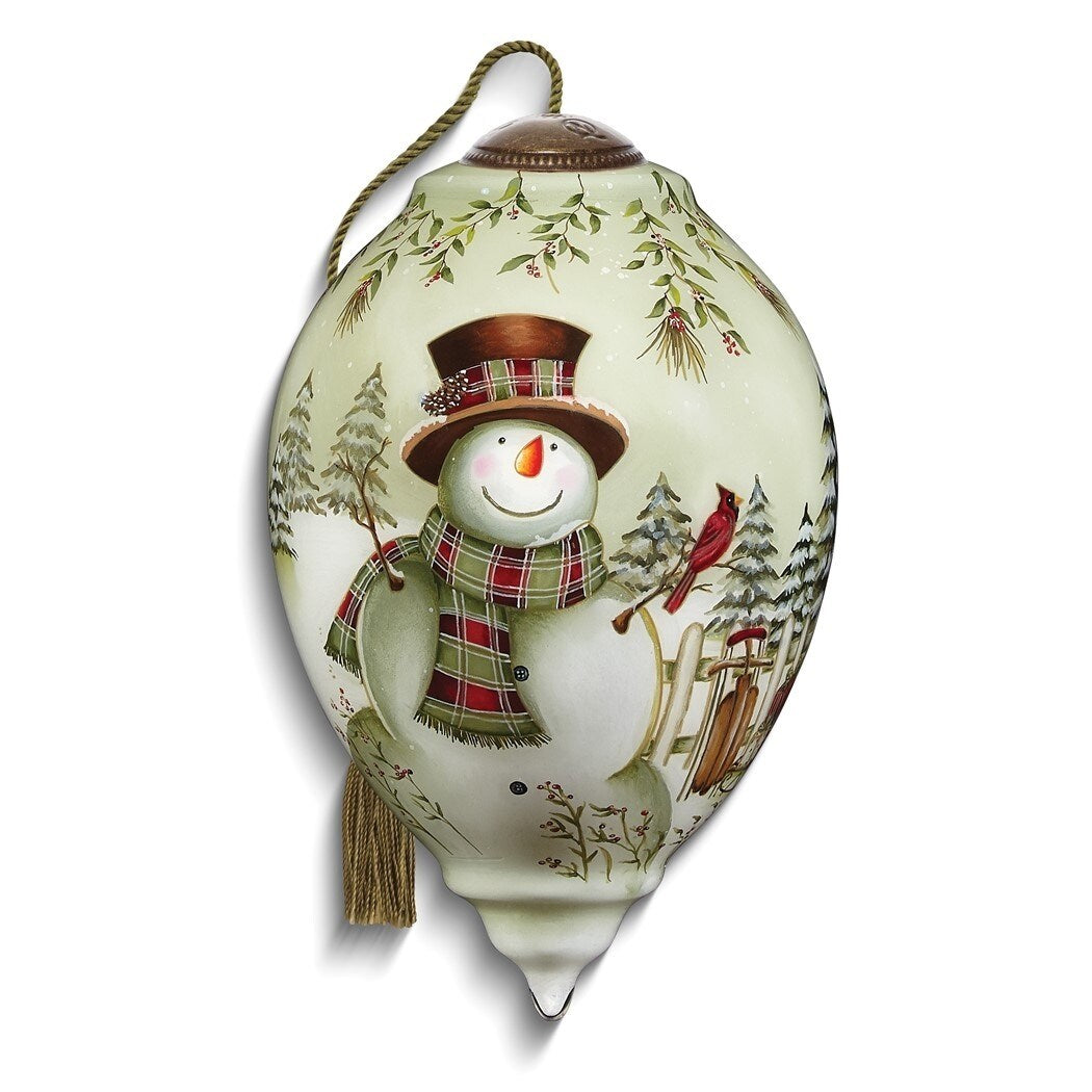 Curata Frosty Friends Hand-Painted Glass Ornament