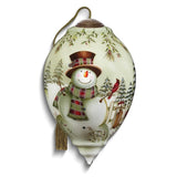 Curata Frosty Friends Hand-Painted Glass Ornament