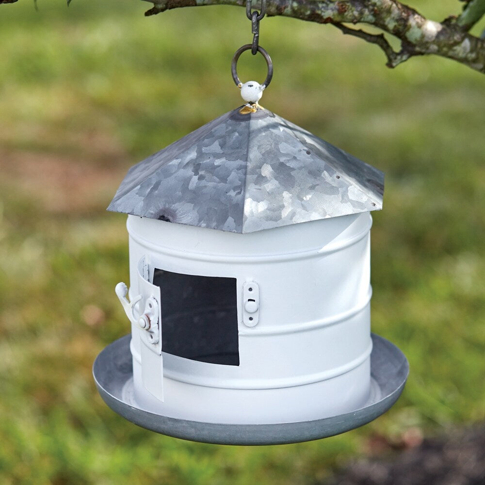 Curata Galvanized Metal Silo Birdhouse - Industrial Garden Décor - 8'' x 9½''