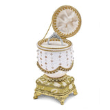 Curata Golden Aura Hand-Carved Authentic Duck Egg Imitation Pearls Crystals (Plays Love Story) Musical Ring Holder Box