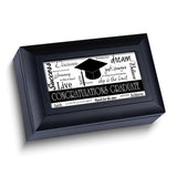 Curata Graduation Sentiment Black Finish Resin Black Cap Music Box