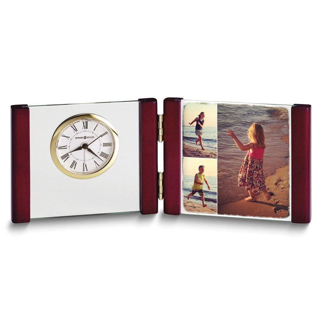 Curata Hadin 4x4 Photo Satin Rosewood Finish Quartz Alarm Clock