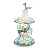 Curata Handcrafted Glass Carousel Figurine with 22k Gold Accents