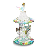 Curata Handcrafted Glass Carousel Figurine with 22k Gold Accents