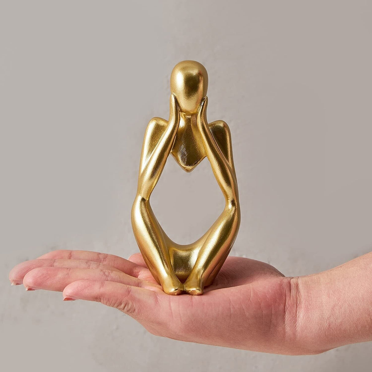 Curata Home Set of 3 Gold Resin Abstract Thinker Statues 3.5"x 5"x 2" - Medium