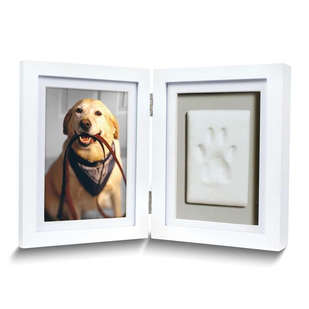 Curata Pawprints Hinged White Wood 4x6 Photo Frame with Clay Tools and Instructions