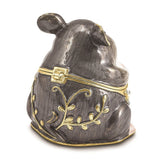 Curata Pewter Bejeweled Crystals Gold-Tone Enameled Uncle Joe Chubby Mouse Trinket Box on 18 Inch Necklace