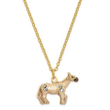 Curata Pewter Bejeweled Crystals Gold-Tone Enameled Wild N Free Pony Trinket Box on 18 Inch Necklace