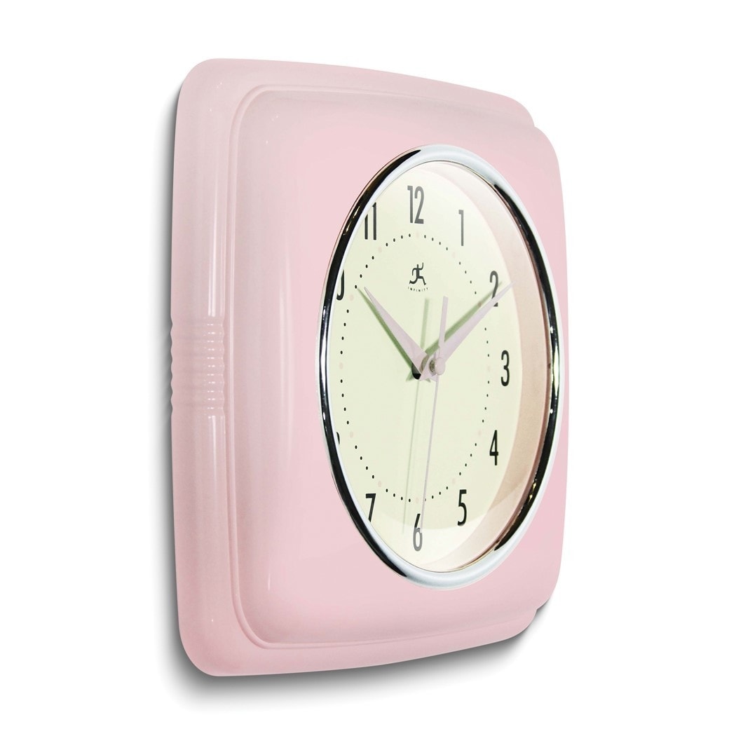 Curata Square Retro Rose Blush Finish Metal Quartz Wall Clock with Silent Movement